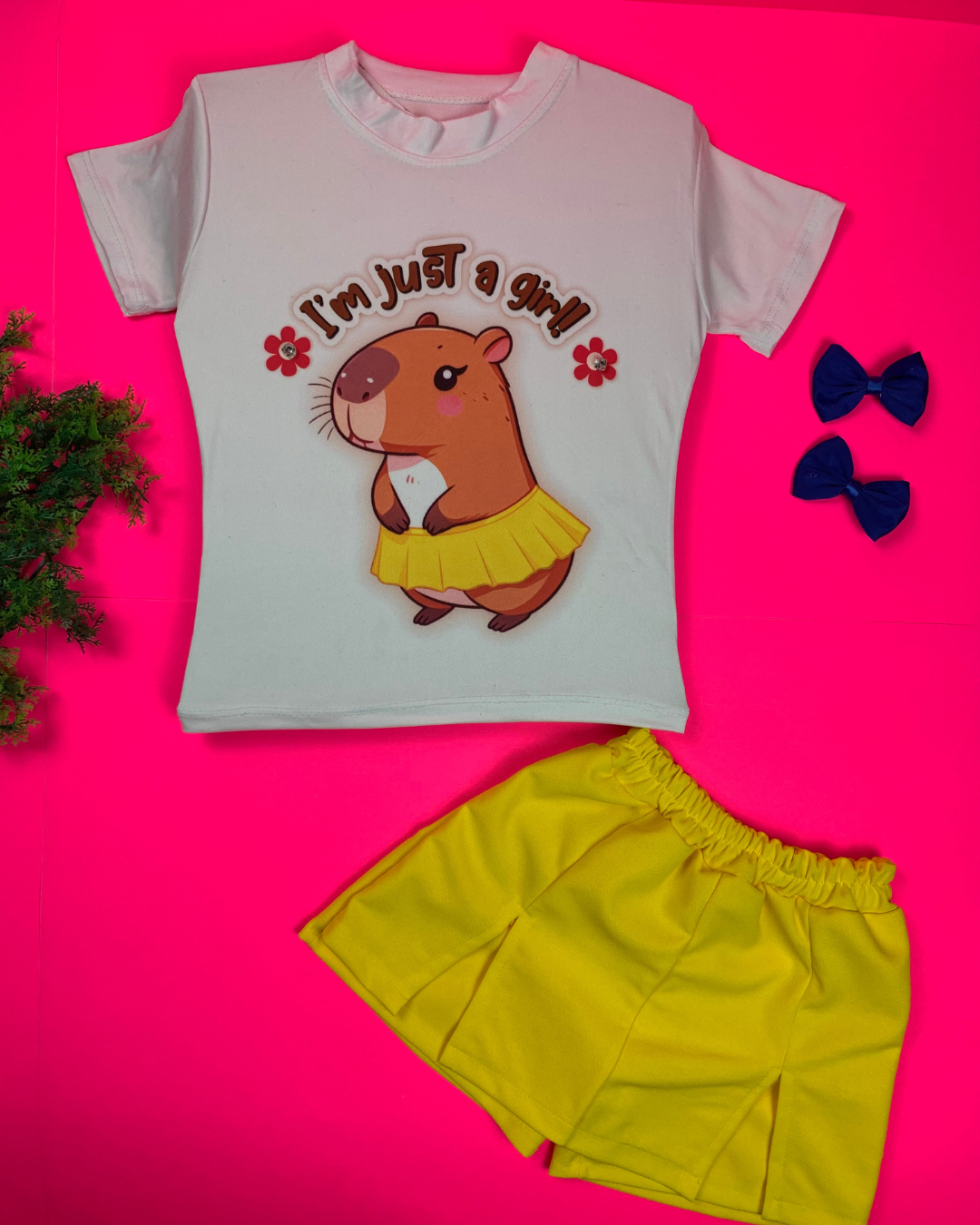 Conjunto para niña 2 piezas – Blusa Capibara y Falda-Short