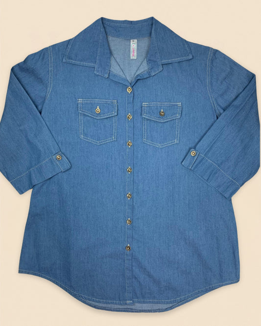 Camisa Larga de Mezclilla – Estilo Clásico y Cómodo
