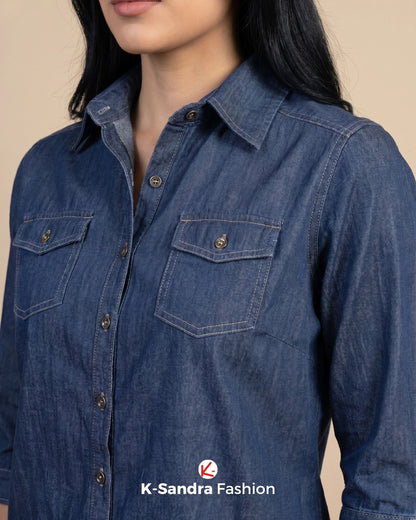 Conjunto Denim Relax (2 Piezas) - Camisa Clásica y Pantalón Wide Leg