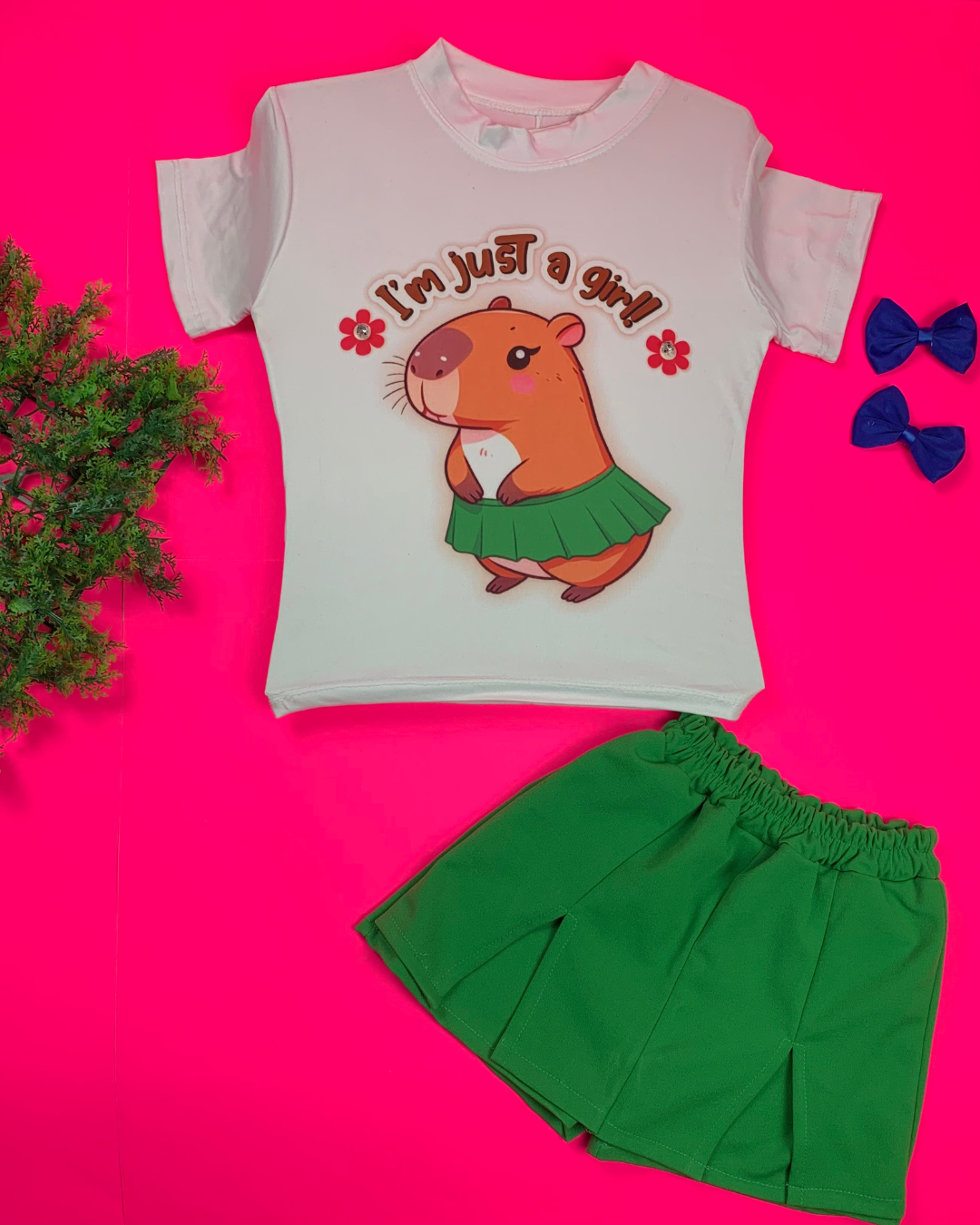 Conjunto para niña 2 piezas – Blusa Capibara y Falda-Short