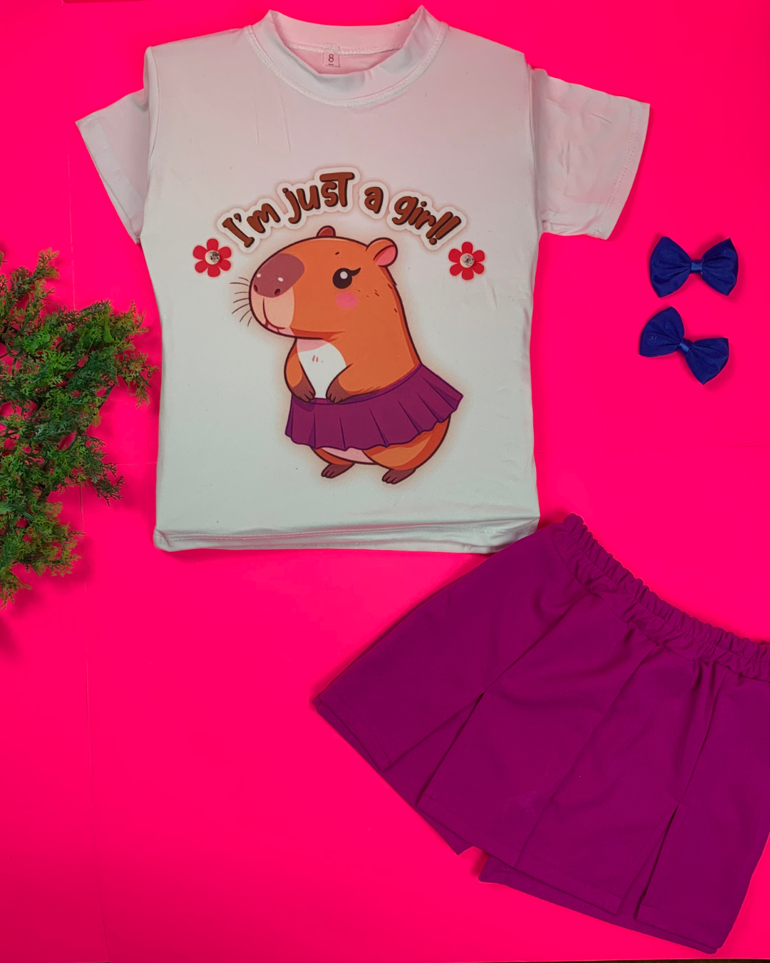 Conjunto para niña 2 piezas – Blusa Capibara y Falda-Short