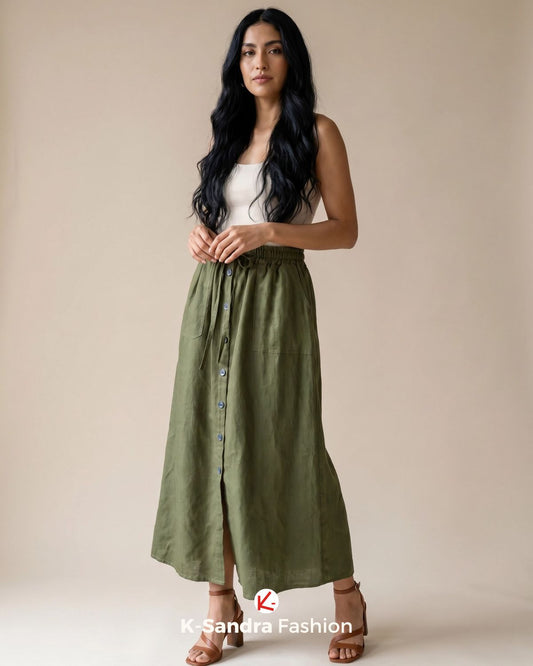 Falda de Manta con Botones – Frescura y Estilo Natural
