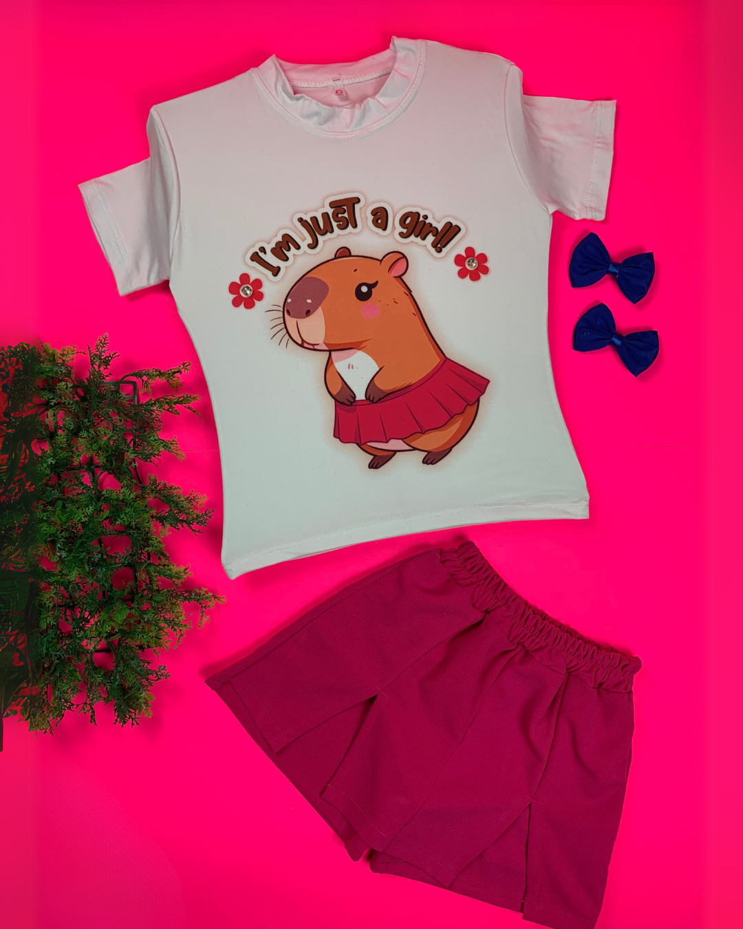 Conjunto para niña 2 piezas – Blusa Capibara y Falda-Short