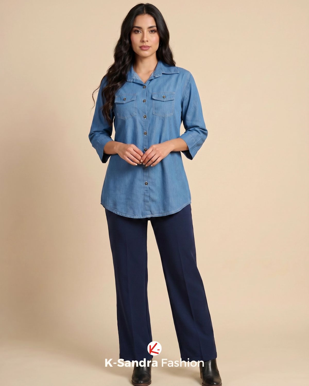 Camisa Larga de Mezclilla – Estilo Clásico y Cómodo