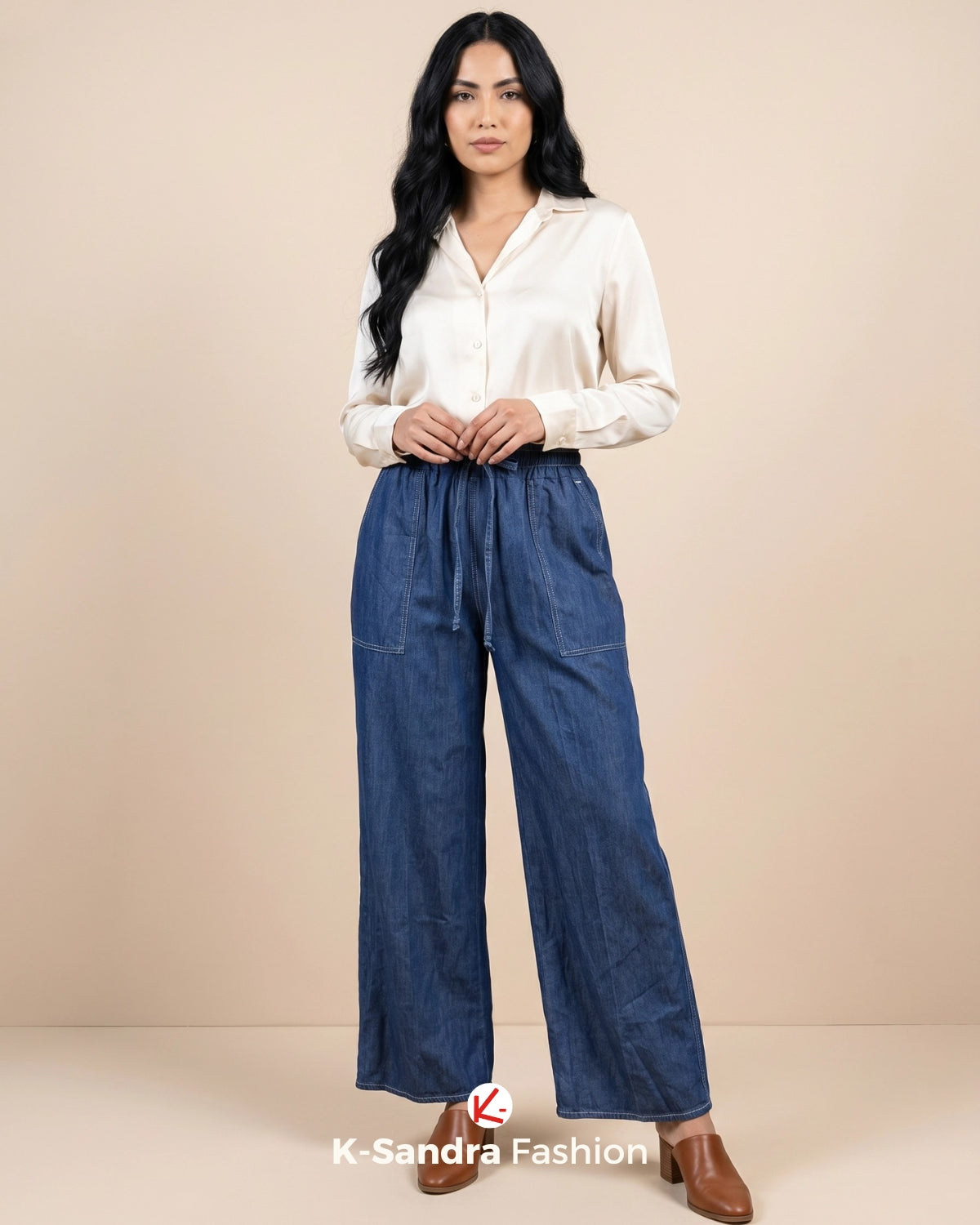 Pantalon de Mezclilla Ancho para Mujer