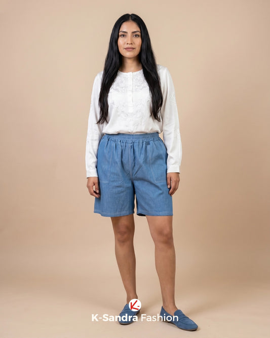 Short Bermuda de Mezclilla con Elástico – Confort y Estilo Diario