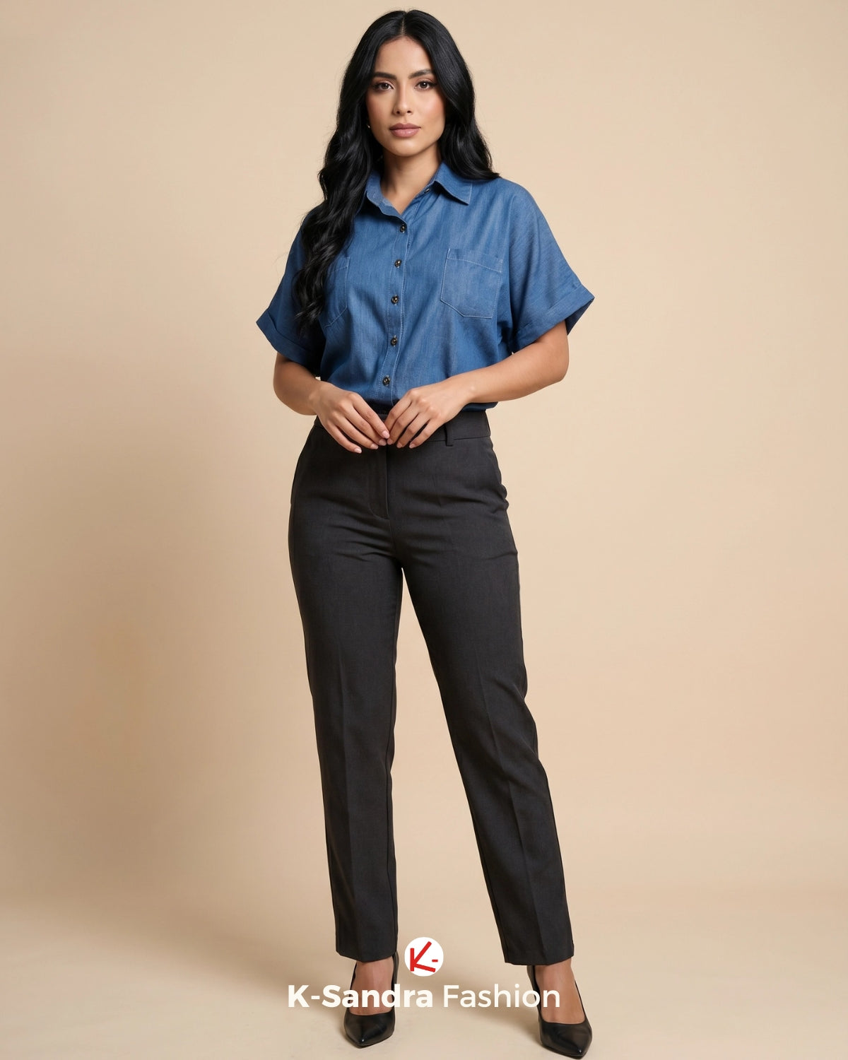 Camisa de Mezclilla Manga Corta con Bolsillos – Estilo Casual y Versátil