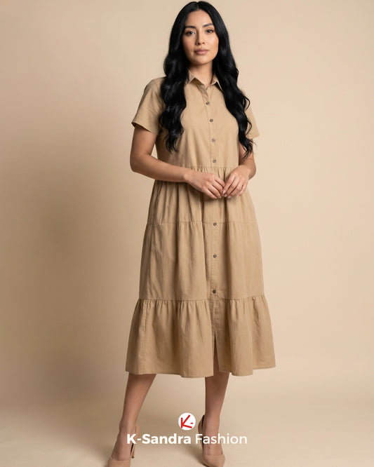 Vestido Camisero con Olanes - Elegancia, Versatilidad y Confort Natural