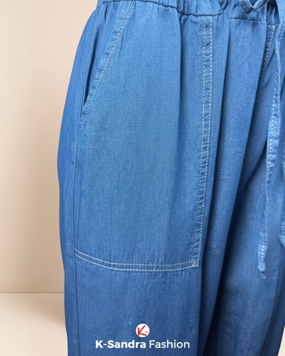 Pantalon de Mezclilla Ancho para Mujer
